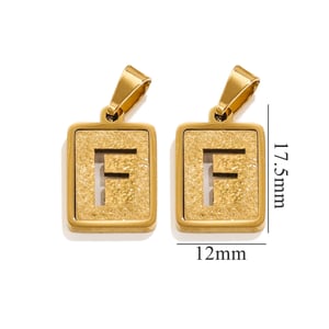 1 Piece Simple Fashionable Style Square Letter F Shape Titanium Steel  Gold Color Unisex Pendant h5 